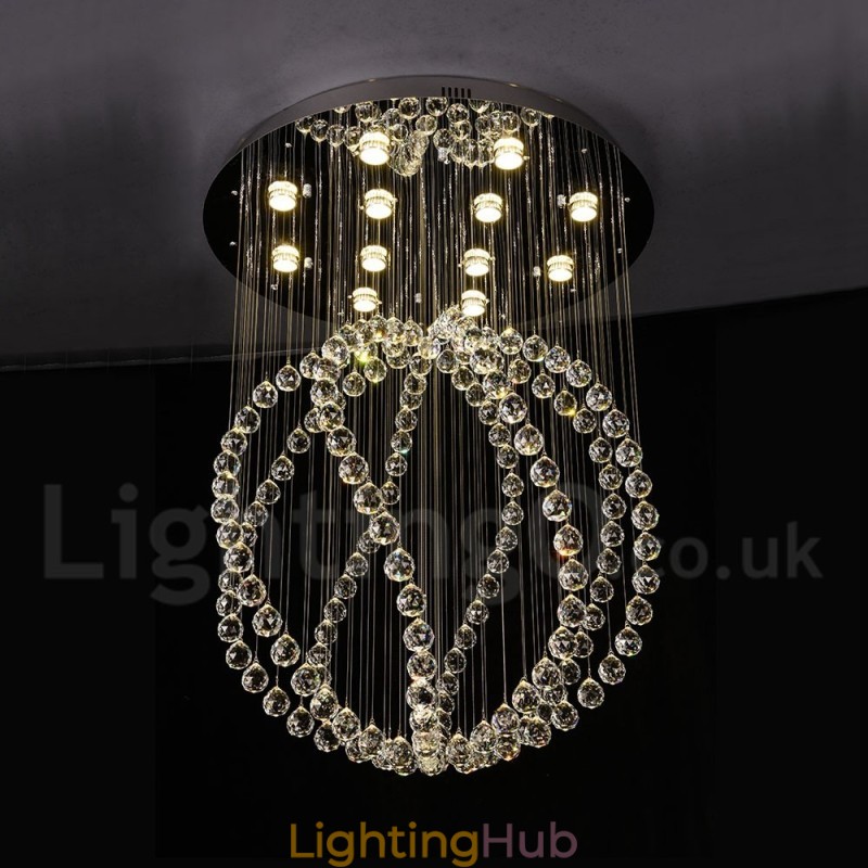 Modern Contemporary Chandelier Flush mount Pendant Fixture Crystal Rain Drop Light