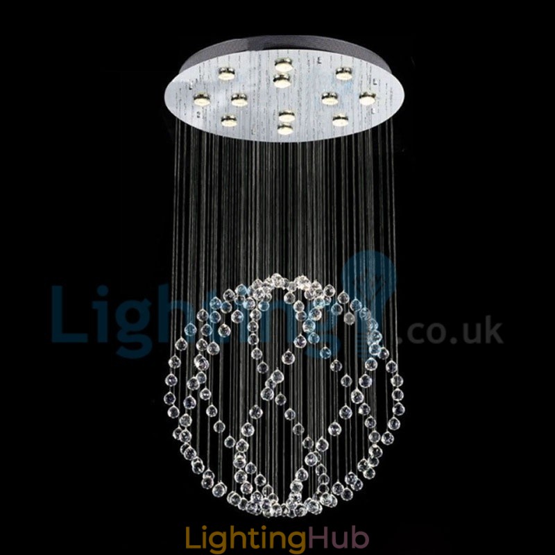 Modern Contemporary Chandelier Flush mount Pendant Fixture Crystal Rain Drop Light