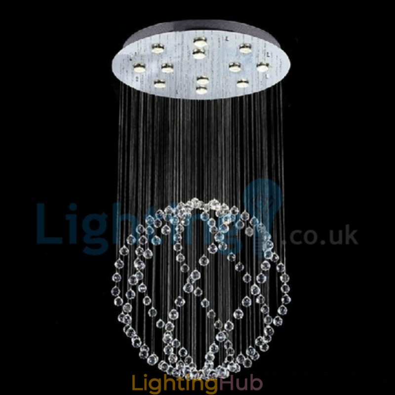 Modern Contemporary Chandelier Flush mount Pendant Fixture Crystal Rain Drop Light