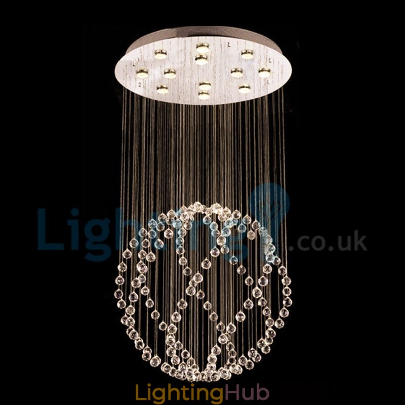 Modern Contemporary Chandelier Flush mount Pendant Fixture Crystal Rain Drop Light