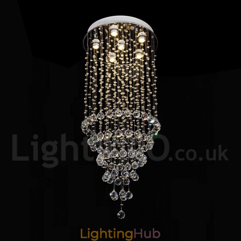 Modern Contemporary Chandelier Flush mount Pendant Fixture Crystal Rain Drop Light