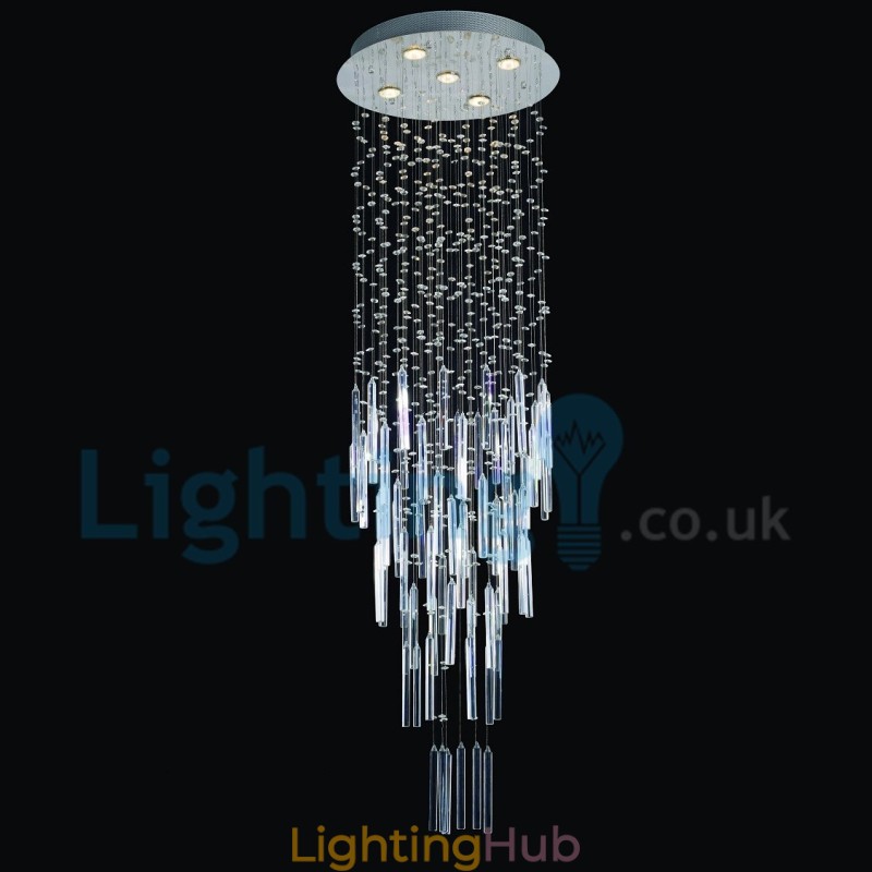 Modern Contemporary Chandelier Flush mount Pendant Fixture Crystal Rain Drop Light