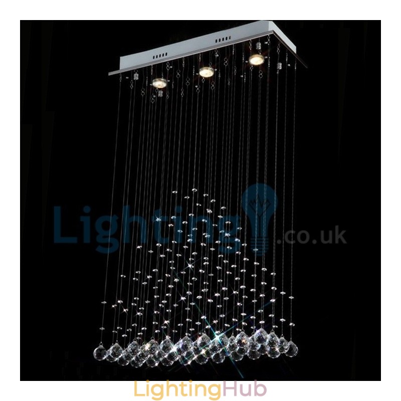 Modern Contemporary Chandelier Flush mount Pendant Fixture Crystal Rain Drop Light