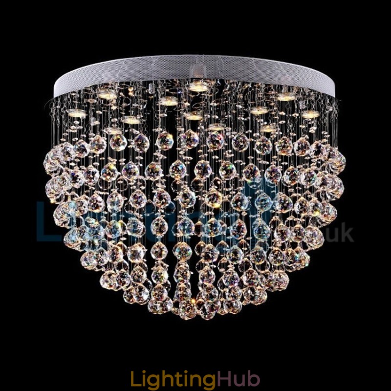 Modern Contemporary Chandelier Flush mount Pendant Fixture Crystal Rain Drop Light