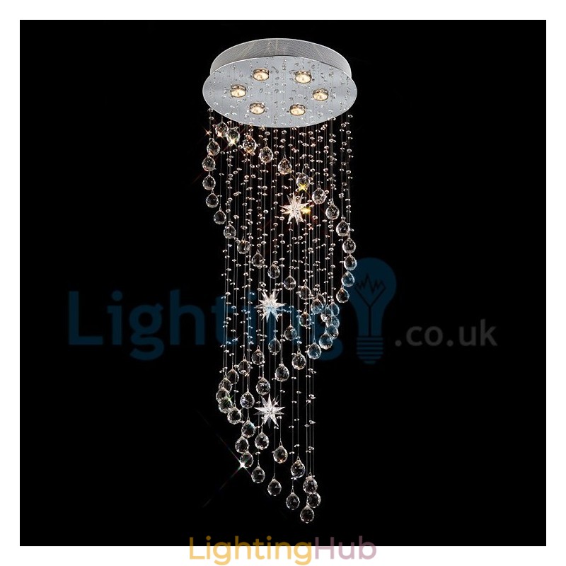 Modern Contemporary Chandelier Flush mount Pendant Fixture Crystal Rain Drop Light