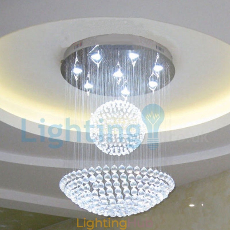 Modern Contemporary Chandelier Flush mount Pendant Fixture Crystal Rain Drop Light