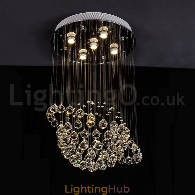 Modern Contemporary Chandelier Flush mount Pendant Fixture Crystal Rain Drop Light