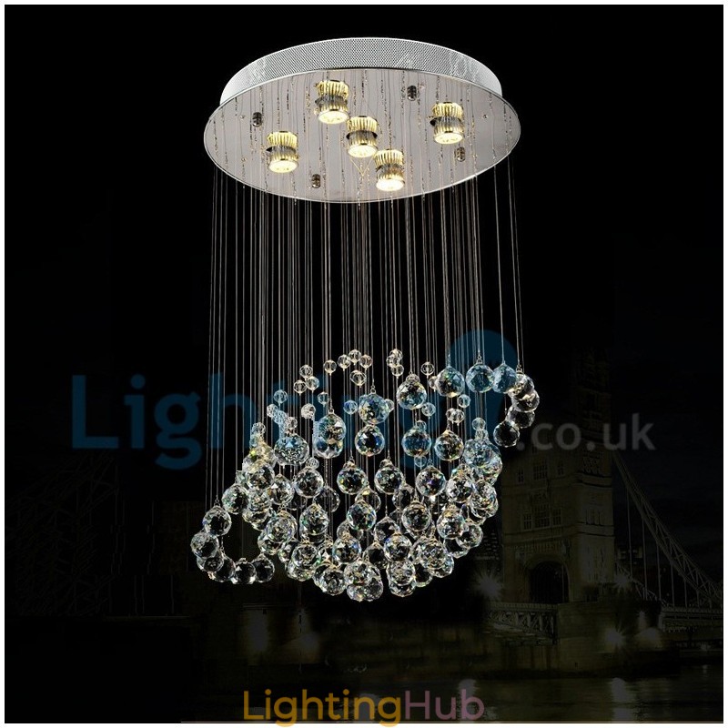 Modern Contemporary Chandelier Flush mount Pendant Fixture Crystal Rain Drop Light
