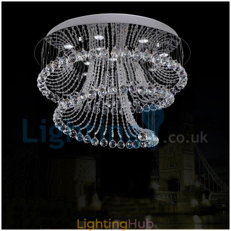 Modern Contemporary Chandelier Flush mount Pendant Fixture Crystal Rain Drop Light