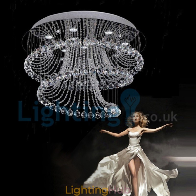 Modern Contemporary Chandelier Flush mount Pendant Fixture Crystal Rain Drop Light