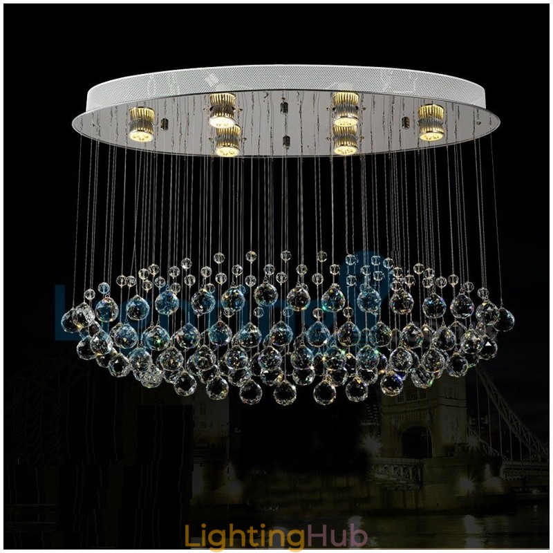 Modern Contemporary Chandelier Flush mount Pendant Fixture Crystal Rain Drop Light