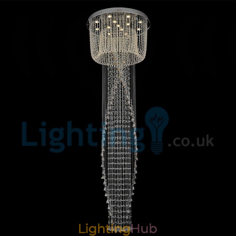 Modern Contemporary Chandelier Flush mount Pendant Fixture Crystal Rain Drop Light