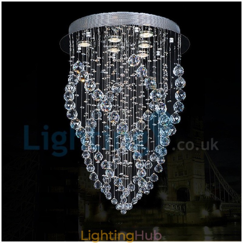 Modern Contemporary Chandelier Flush mount Pendant Fixture Crystal Rain Drop Light