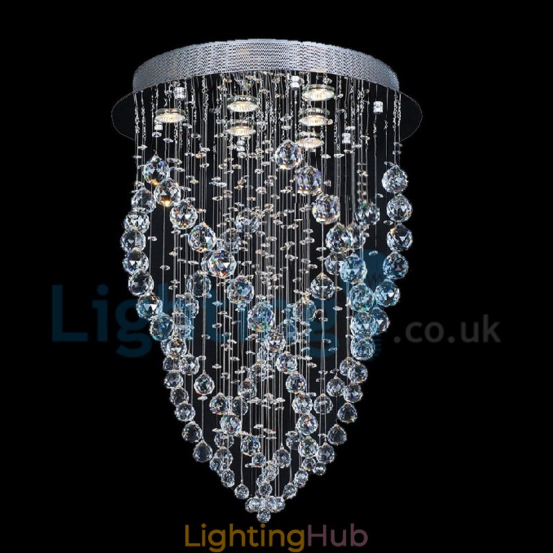 Modern Contemporary Chandelier Flush mount Pendant Fixture Crystal Rain Drop Light