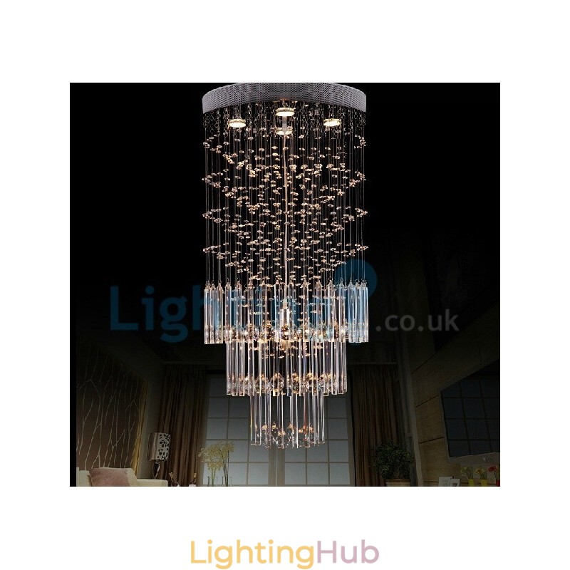 Modern Contemporary Chandelier Flush mount Pendant Fixture Crystal Rain Drop Light