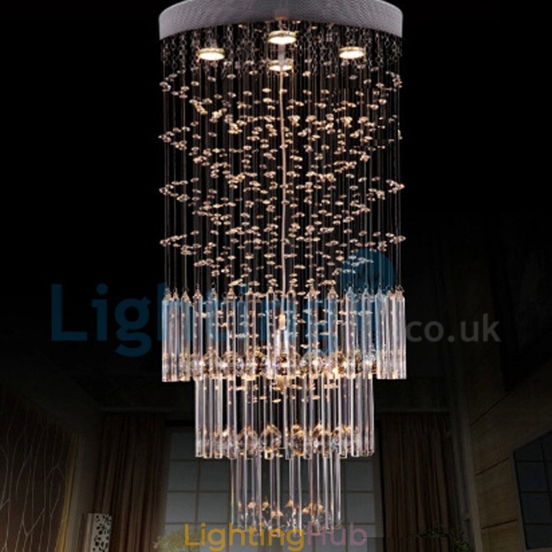 Modern Contemporary Chandelier Flush mount Pendant Fixture Crystal Rain Drop Light