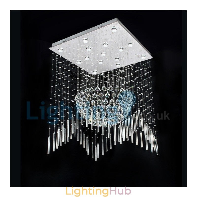 Modern Contemporary Chandelier Flush mount Pendant Fixture Crystal Rain Drop Light