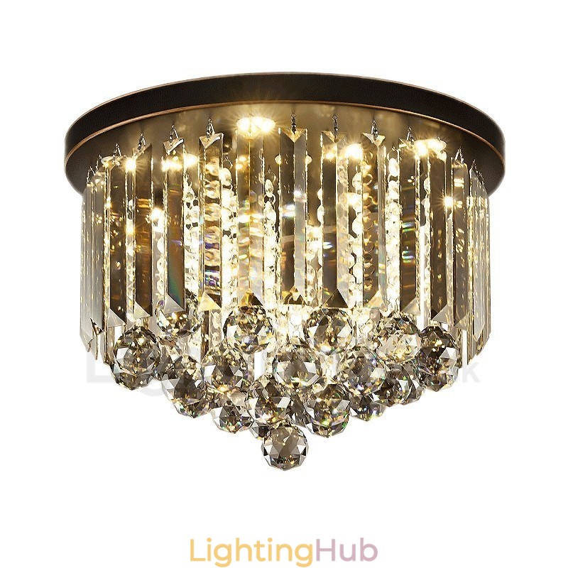 Retro Round Grey Crystal Ceiling Lights