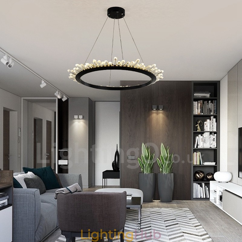 Modern Ring Shape Crystal Pendant Light