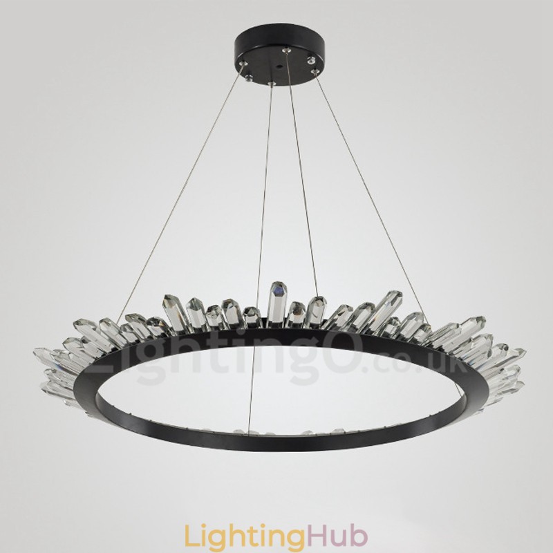 Modern Ring Shape Crystal Pendant Light