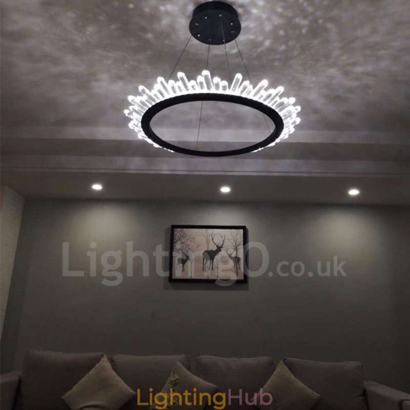 Modern Ring Shape Crystal Pendant Light
