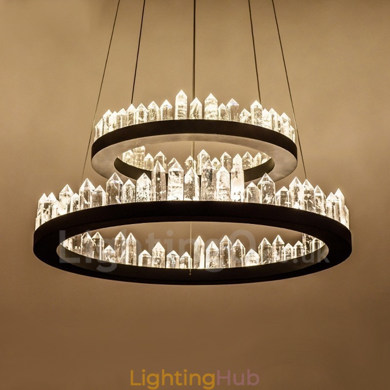Modern Fashion Double Circle Crystal Pendant Light