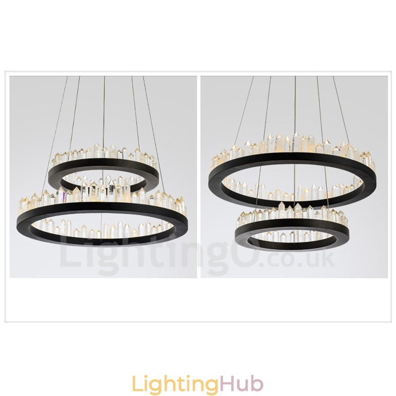 Modern Fashion Double Circle Crystal Pendant Light