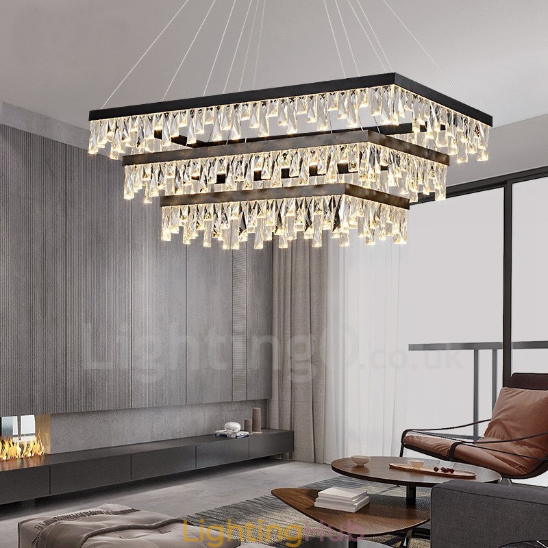 Nordic Crystal Pendant Light Rectangular Atmosphere Pendant Light Postmodern Lighting
