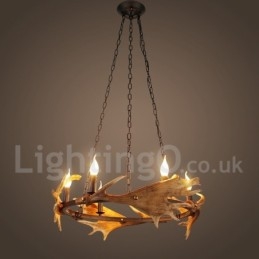 6 Light Rustic Ring Antler Chandelier
