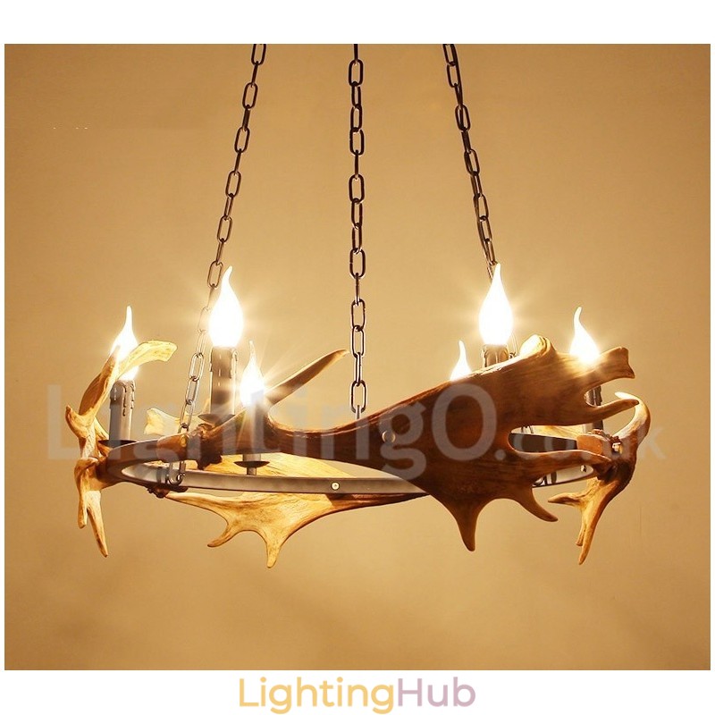 6 Light Rustic Ring Antler Chandelier