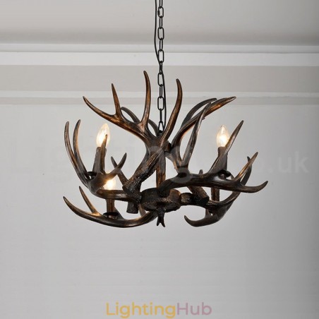 4 Light Rustic Artistic Retro Antler Gradient Black Chandelier 4 Light Rustic Artistic Retro Antler Gradient Black Chandelier