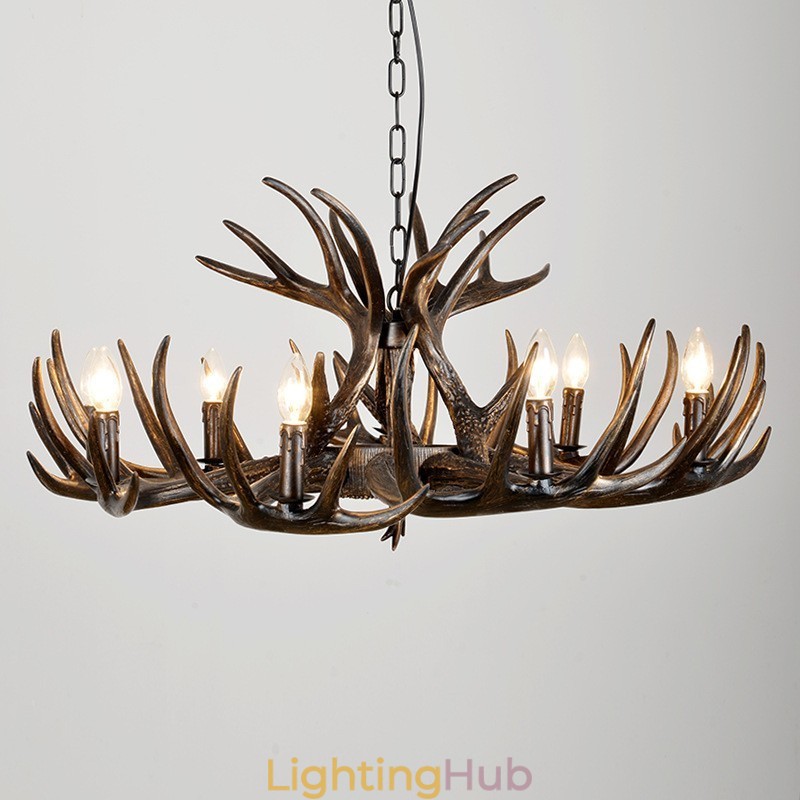 9 Light Rustic Artistic Retro Antler Black Chandelier
