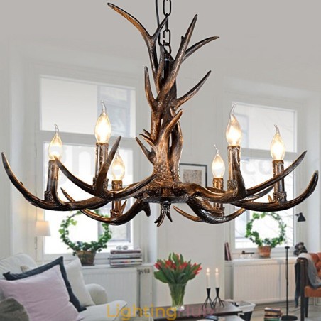 6 Light Rustic Artistic Retro Antler Black Vintage Chandelier 6 Light Rustic Artistic Retro Antler Black Vintage Chandelier