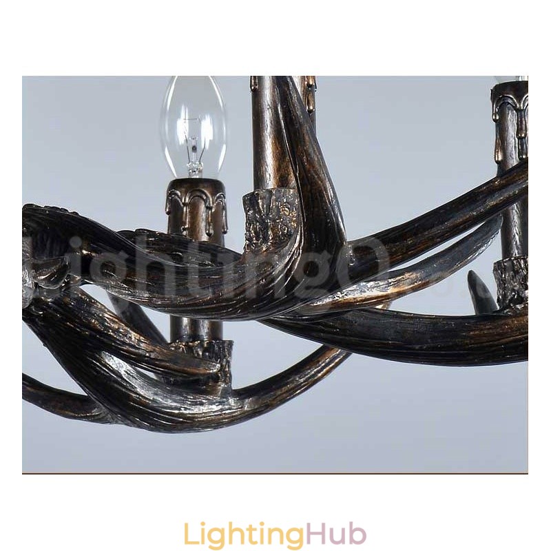 6 Light Rustic Artistic Retro Antler Black Vintage Chandelier