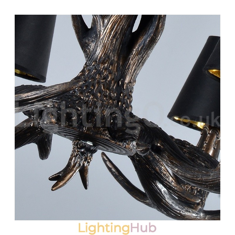 6 Light Rustic Artistic Retro Antler Black Vintage Chandelier