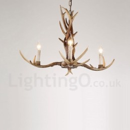 3 Light Rustic Artistic Retro Antler Vintage Candle Chandelier