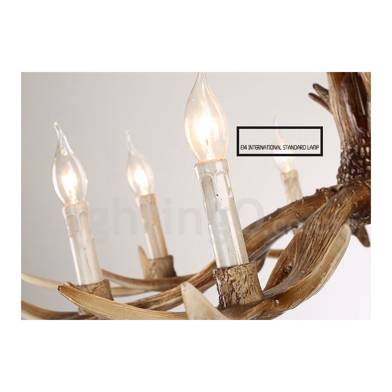 6 Light Rustic Artistic Retro Antler Vintage Candle Chandelier