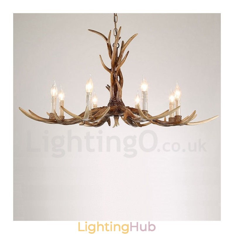 8 Light Rustic Artistic Retro Antler Vintage Candle Chandelier