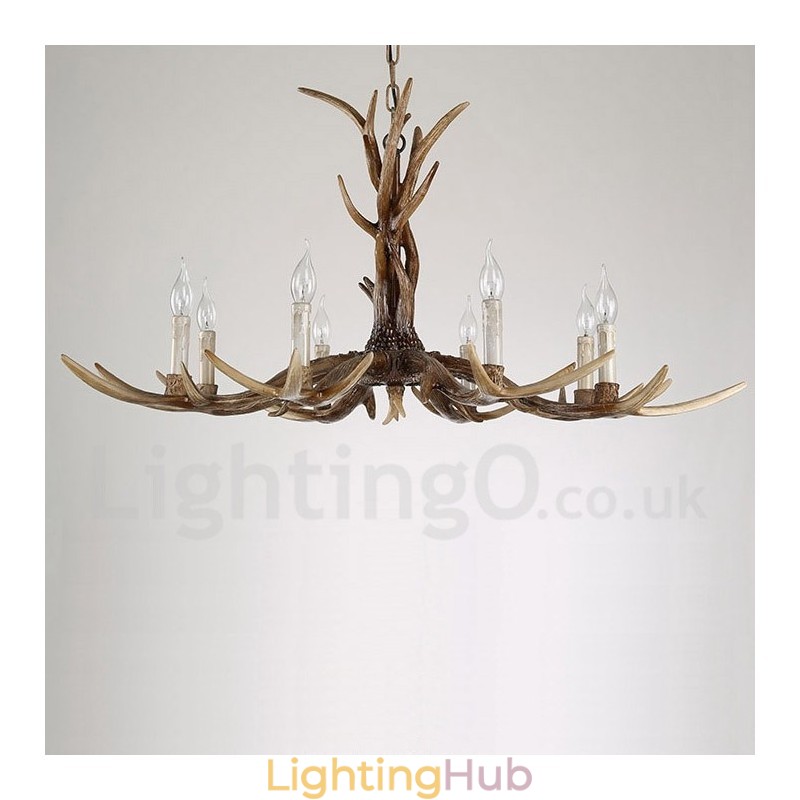 8 Light Rustic Artistic Retro Antler Vintage Candle Chandelier