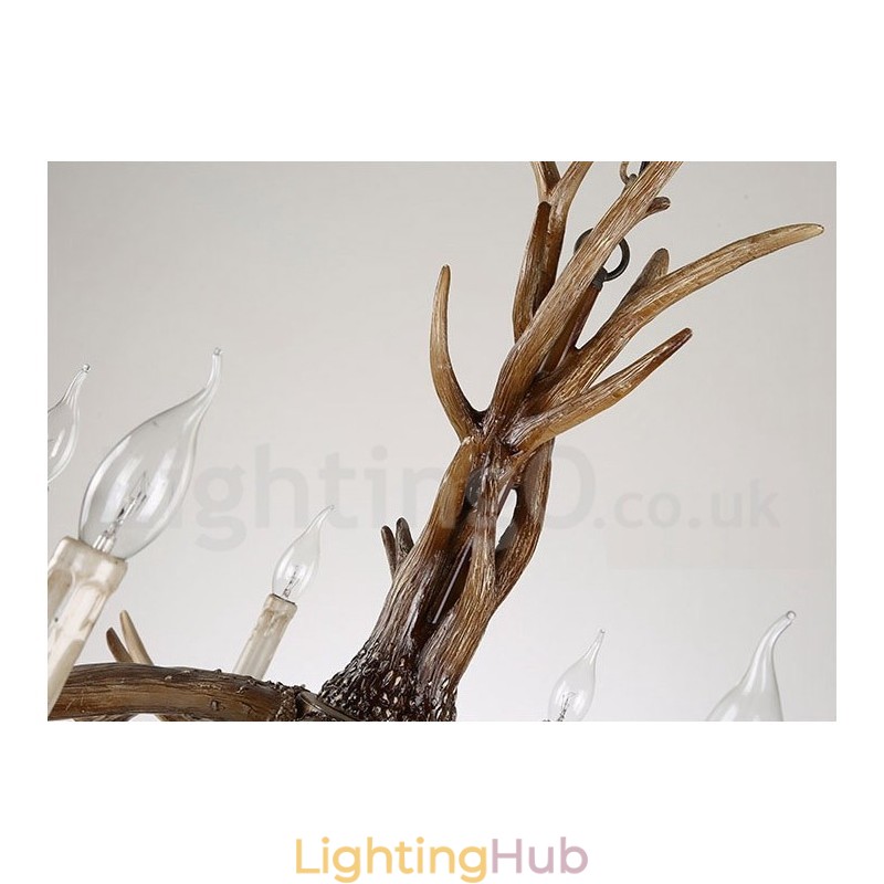 8 Light Rustic Artistic Retro Antler Vintage Candle Chandelier