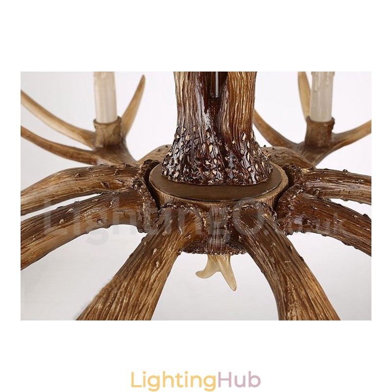 8 Light Rustic Artistic Retro Antler Vintage Candle Chandelier