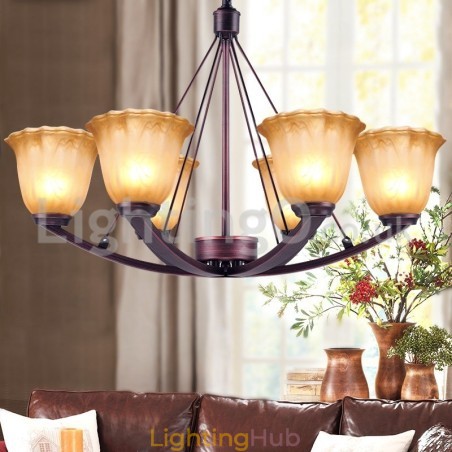Rustic 6 bulbs Glass Lamp shade Stainless Chandelier Rustic 6 bulbs Glass Lamp shade Stainless Chandelier