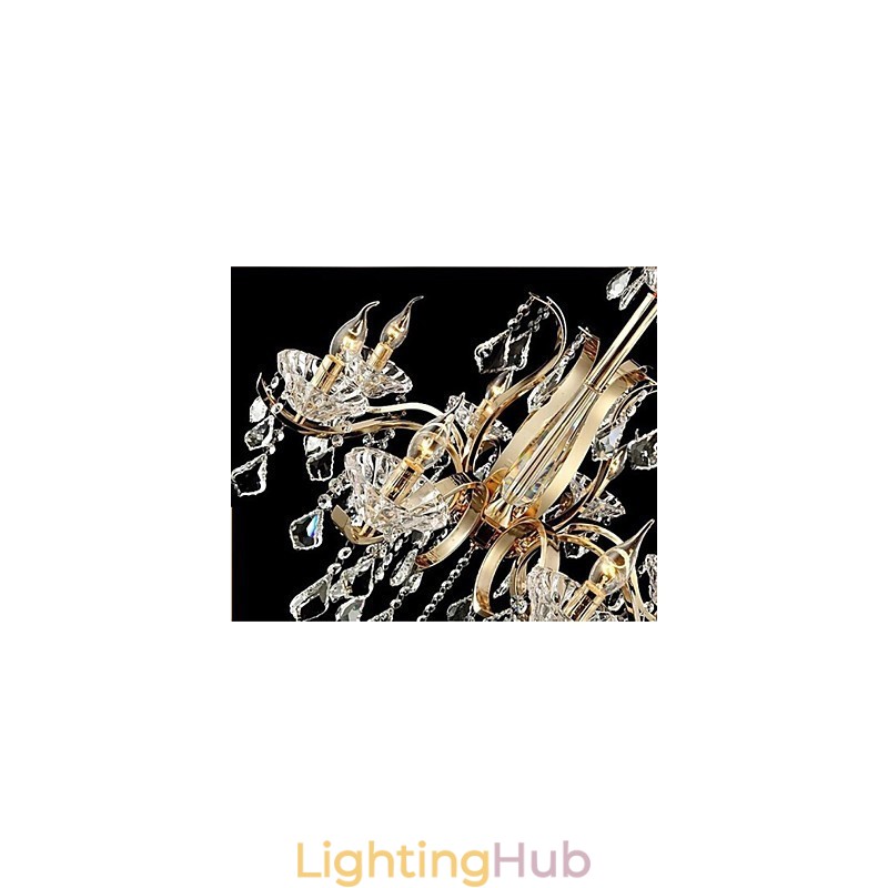 High Grade Gold Wrought Iron Crystal Chandelier 6 Lights