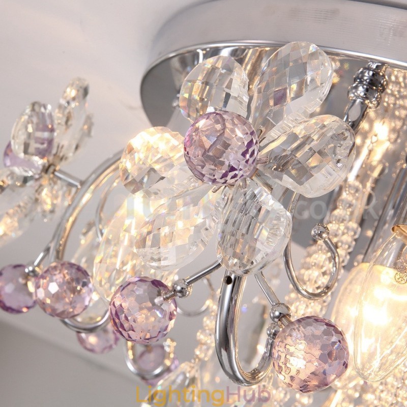 Luxury Round Crystal Flush Mount Ceiling Lights