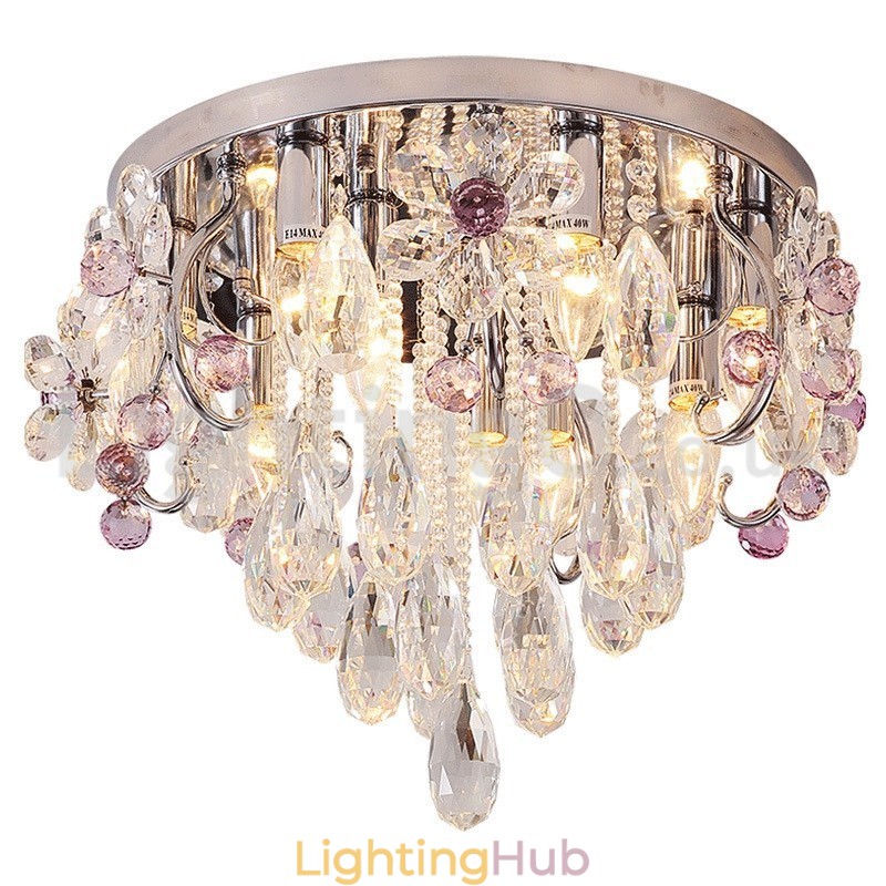 Luxury Round Crystal Flush Mount Ceiling Lights