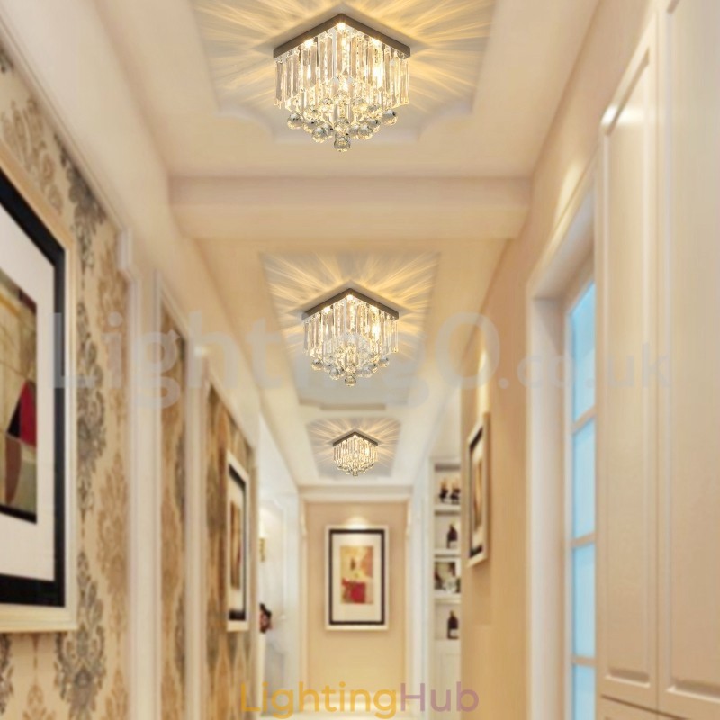Modern Square Crystal Flush Mount Ceiling Lights