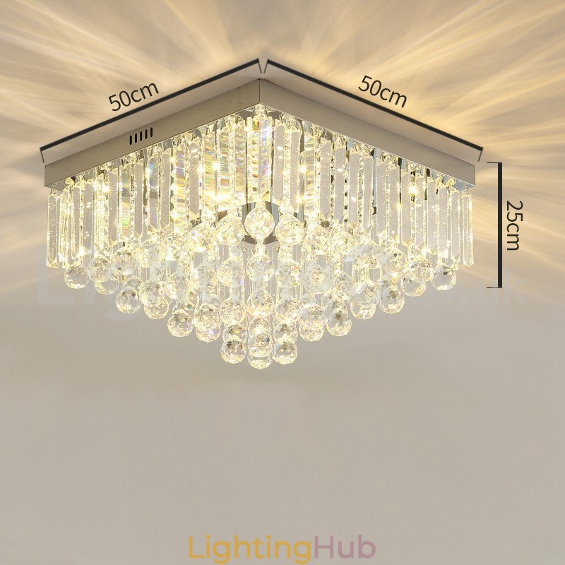 Contemporary 40CM 50CM Square Crystal Flush Mount Ceiling Lights