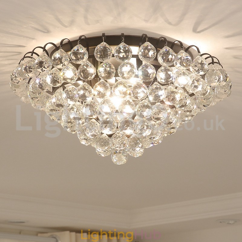 Contemporary 30CM 55CM Round Crystal Flush Mount Ceiling Lights