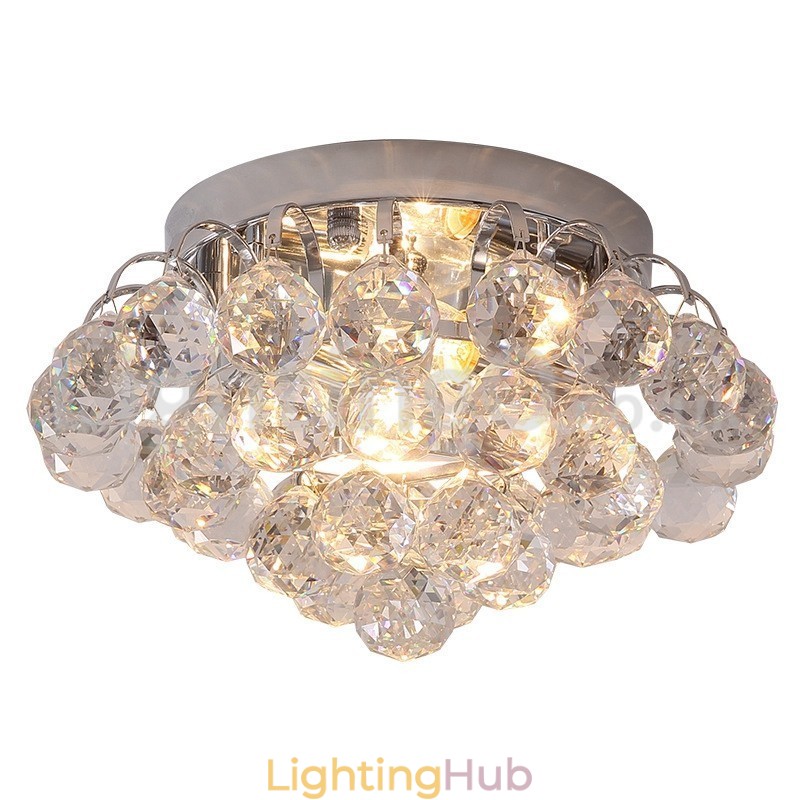 Contemporary 30CM 55CM Round Crystal Flush Mount Ceiling Lights