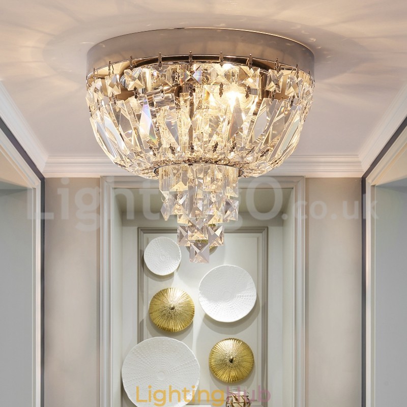 Contemporary Exquisite Round Flush Mount Crystal Ceiling Lights